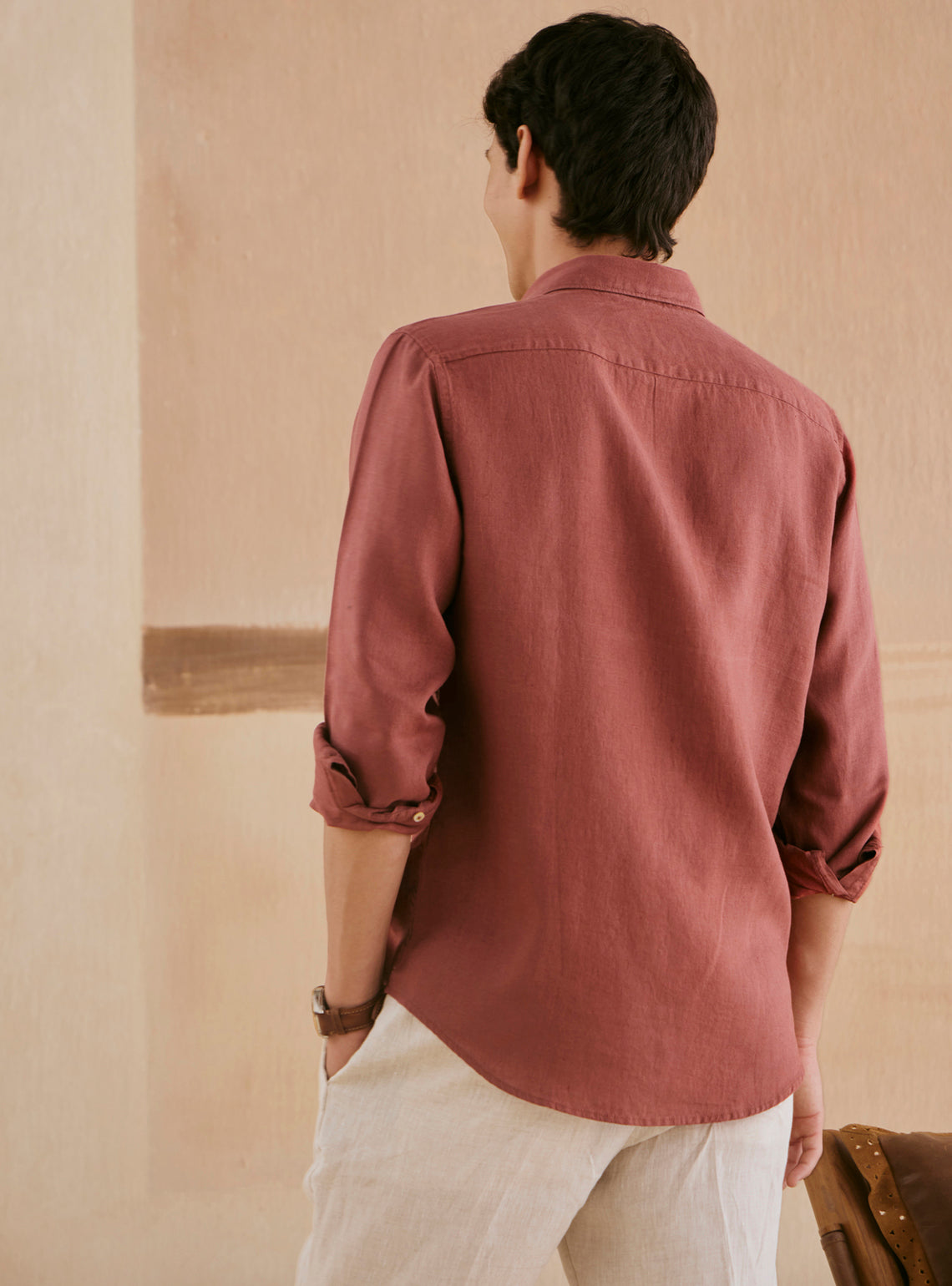 Coral Rust European Linen Shirt