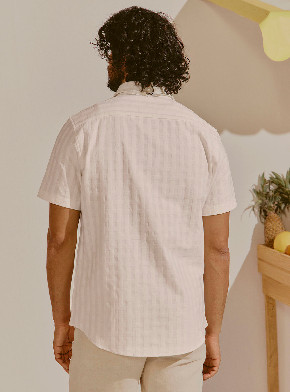 Tivat Off-White Cotton Dobby Shirt