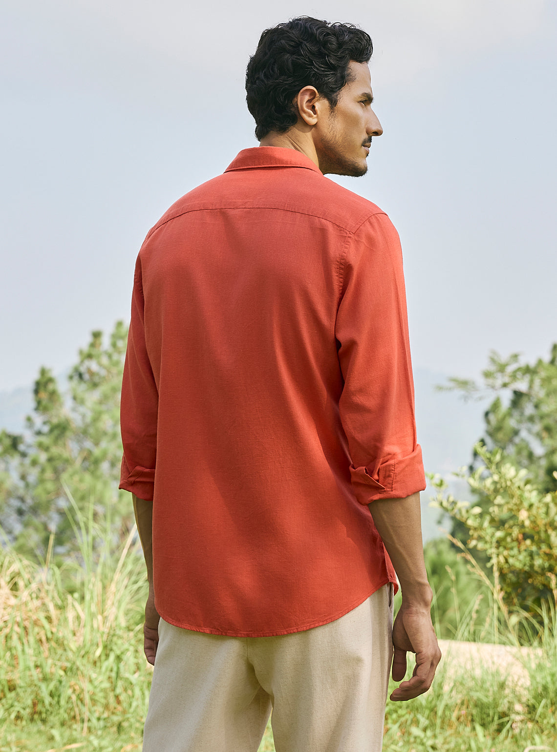 Dusk Orange Lyocell Linen Shirt