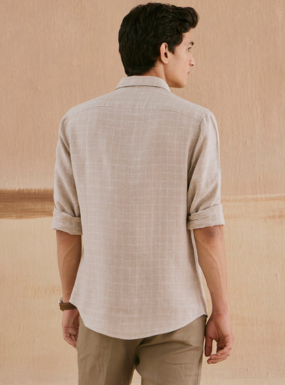 Khaki Frost Check Linen Shirt