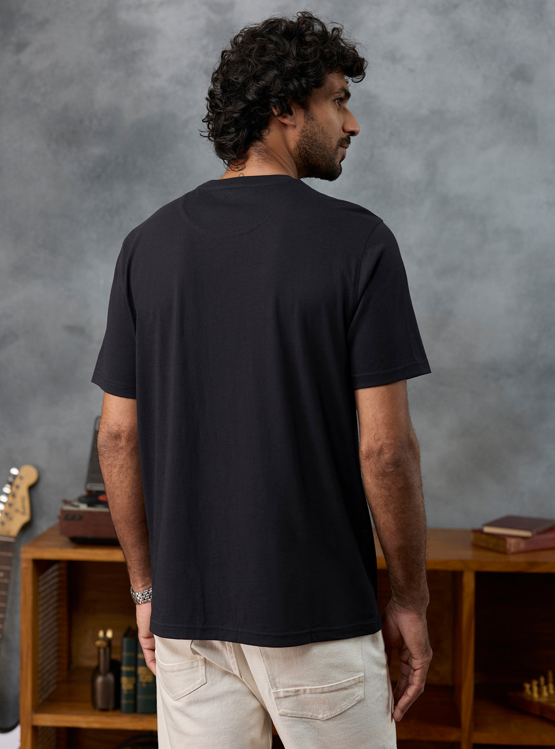 Checkmate Black Cotton Blend Crewneck