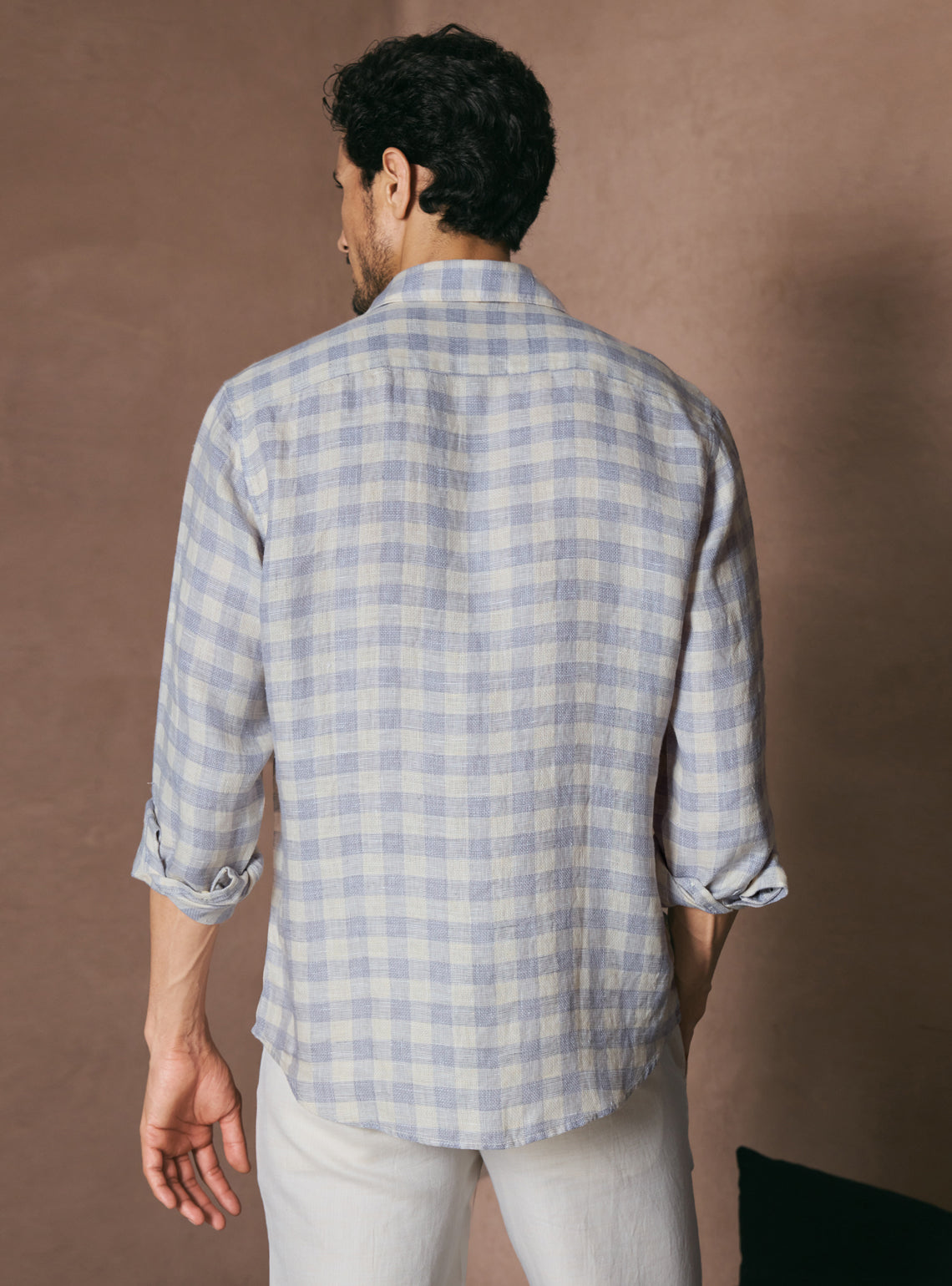 Canvas Beige Check Linen Shirt
