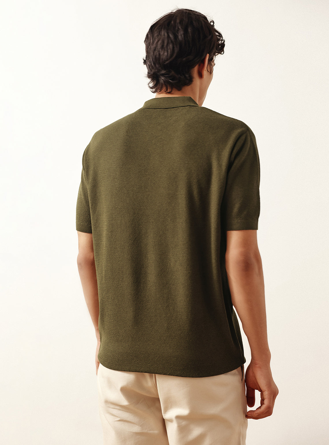 Bronze Olive Cotton Viscose Knit Polo