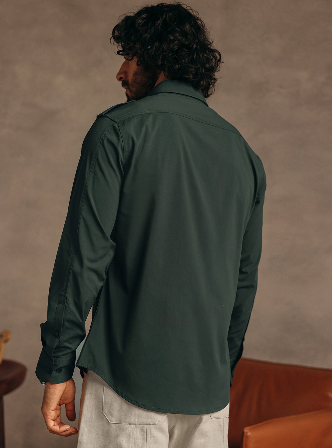 Jungle Olive Cotton Blend Shirt
