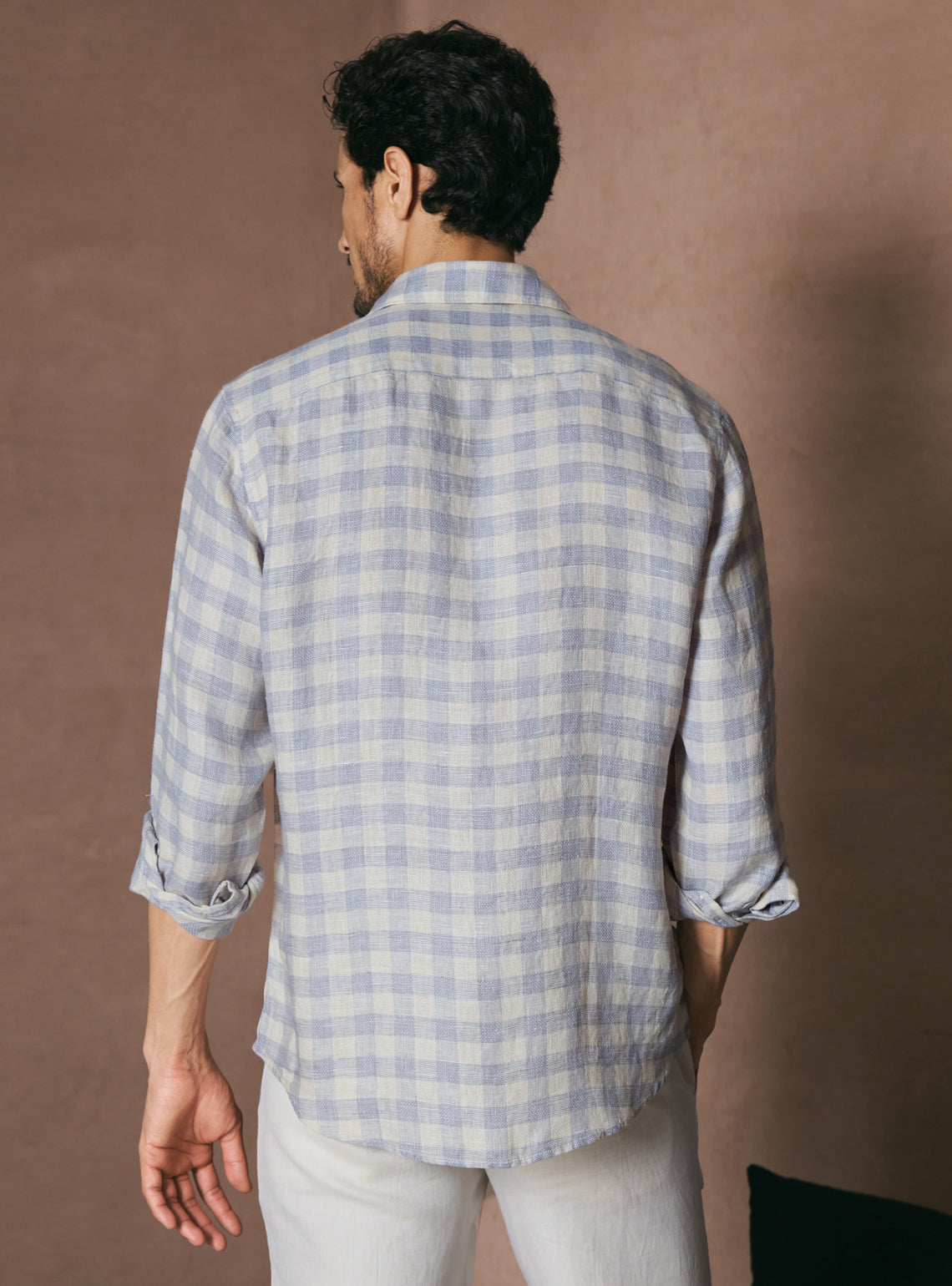Canvas Beige European Linen Check Shirt