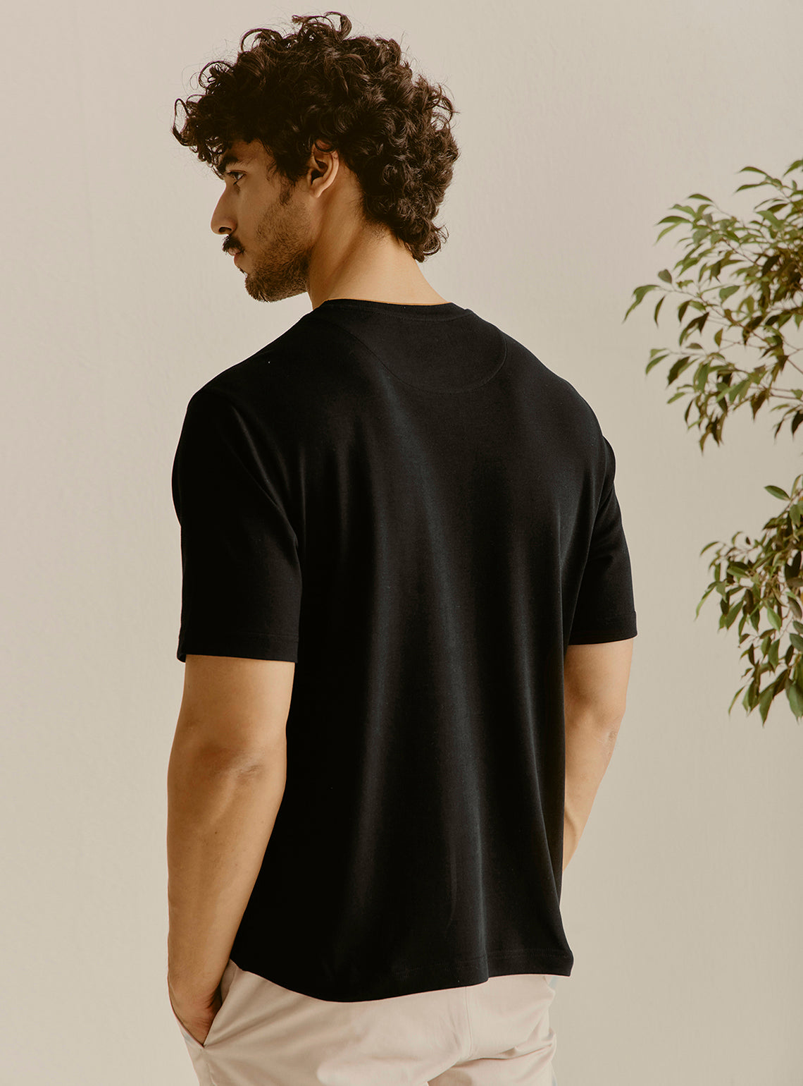 Capri Black Cotton Crewneck