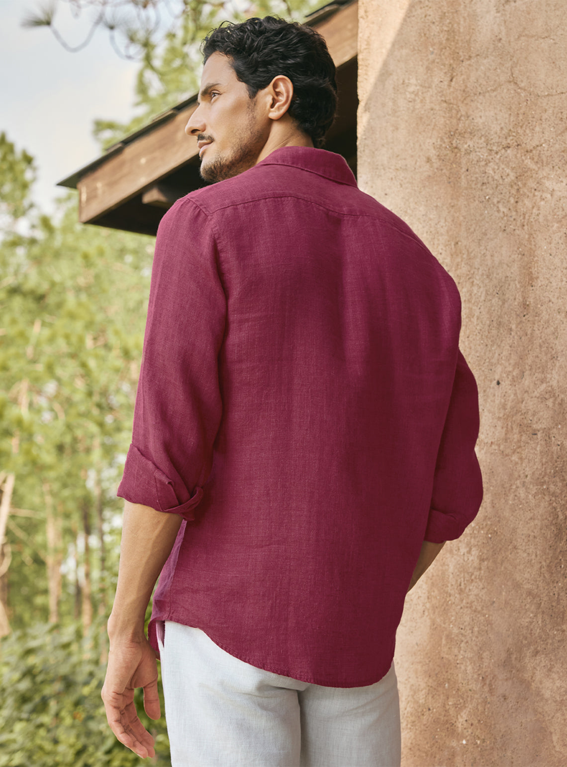Rustic Burgundy European Linen Shirt