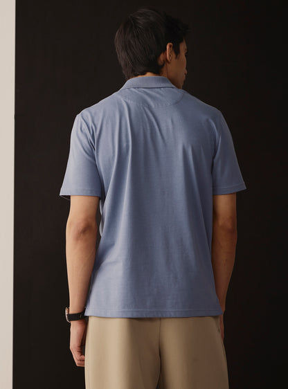 Cobalt Blue Cotton Jersey Polo