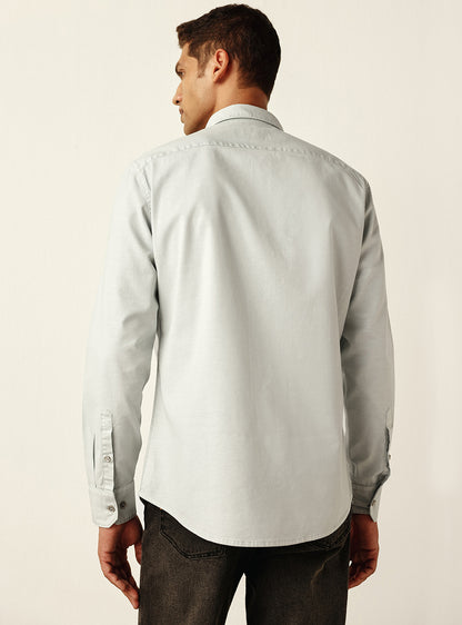 Timeless Stone Grey Cotton Oxford Shirt