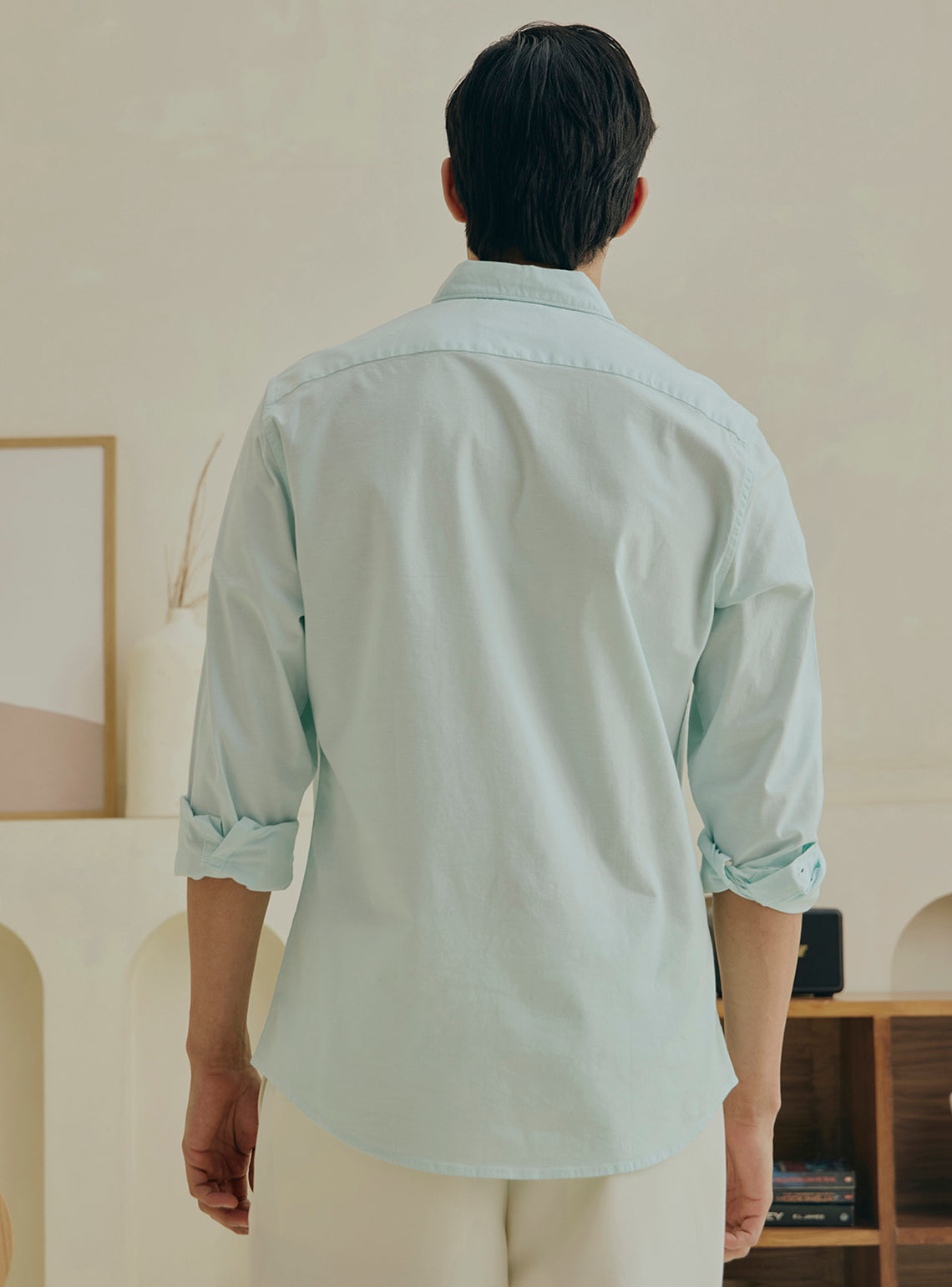 Kale Green Cotton Stretch Oxford Shirt