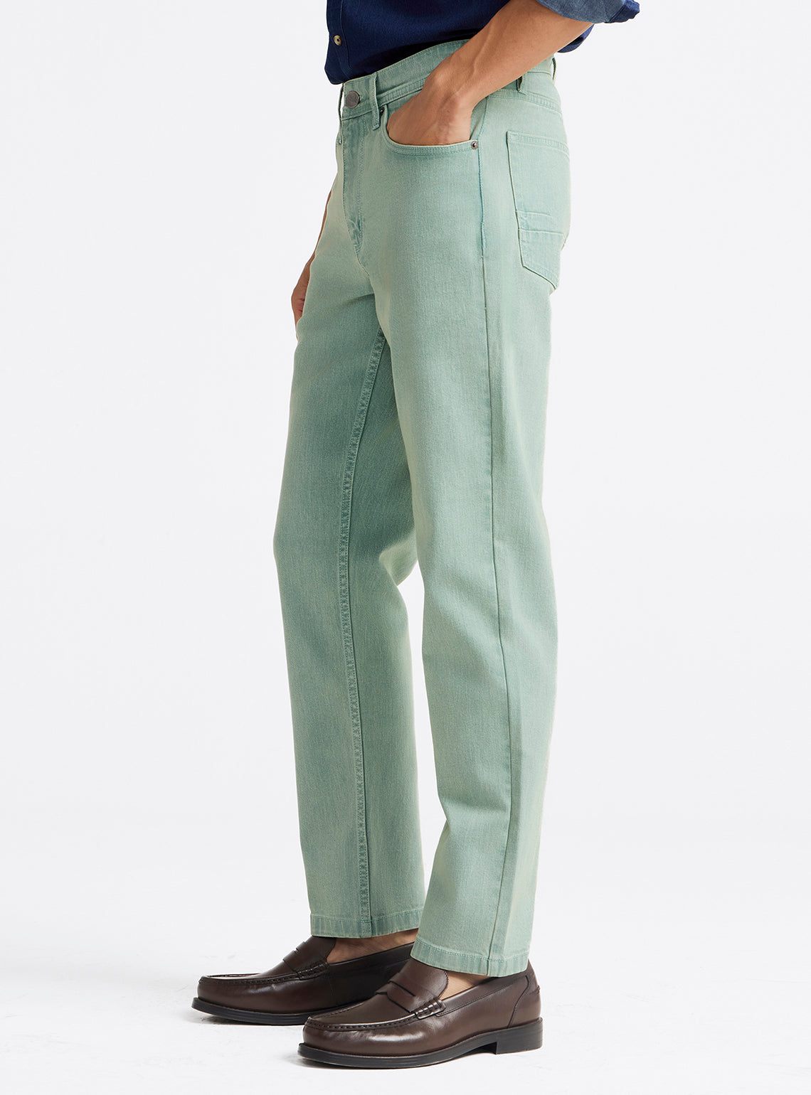 Opal Green Cotton Blend Jeans