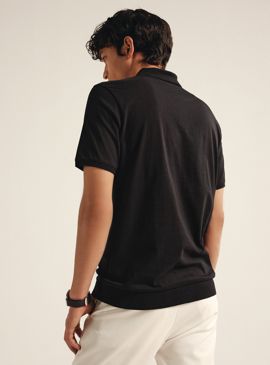 Pitch Black Compact Cotton Polo
