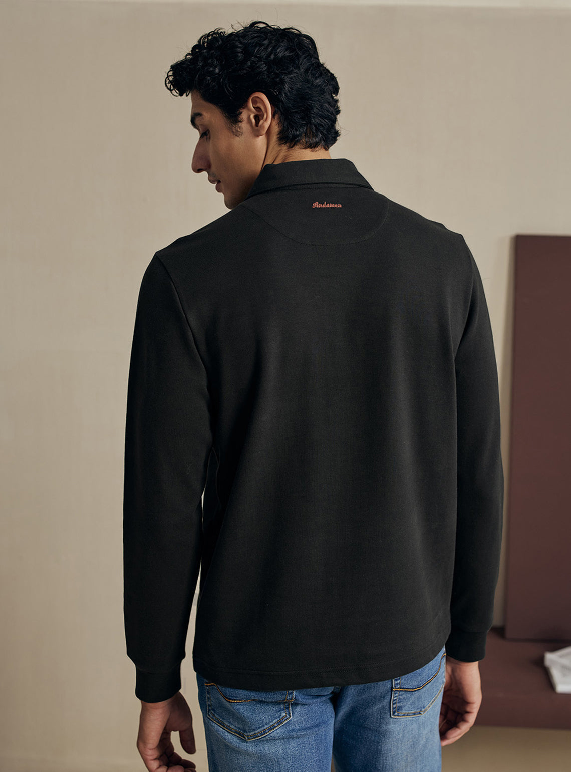 Midnight Black Cotton Triblend Pullover