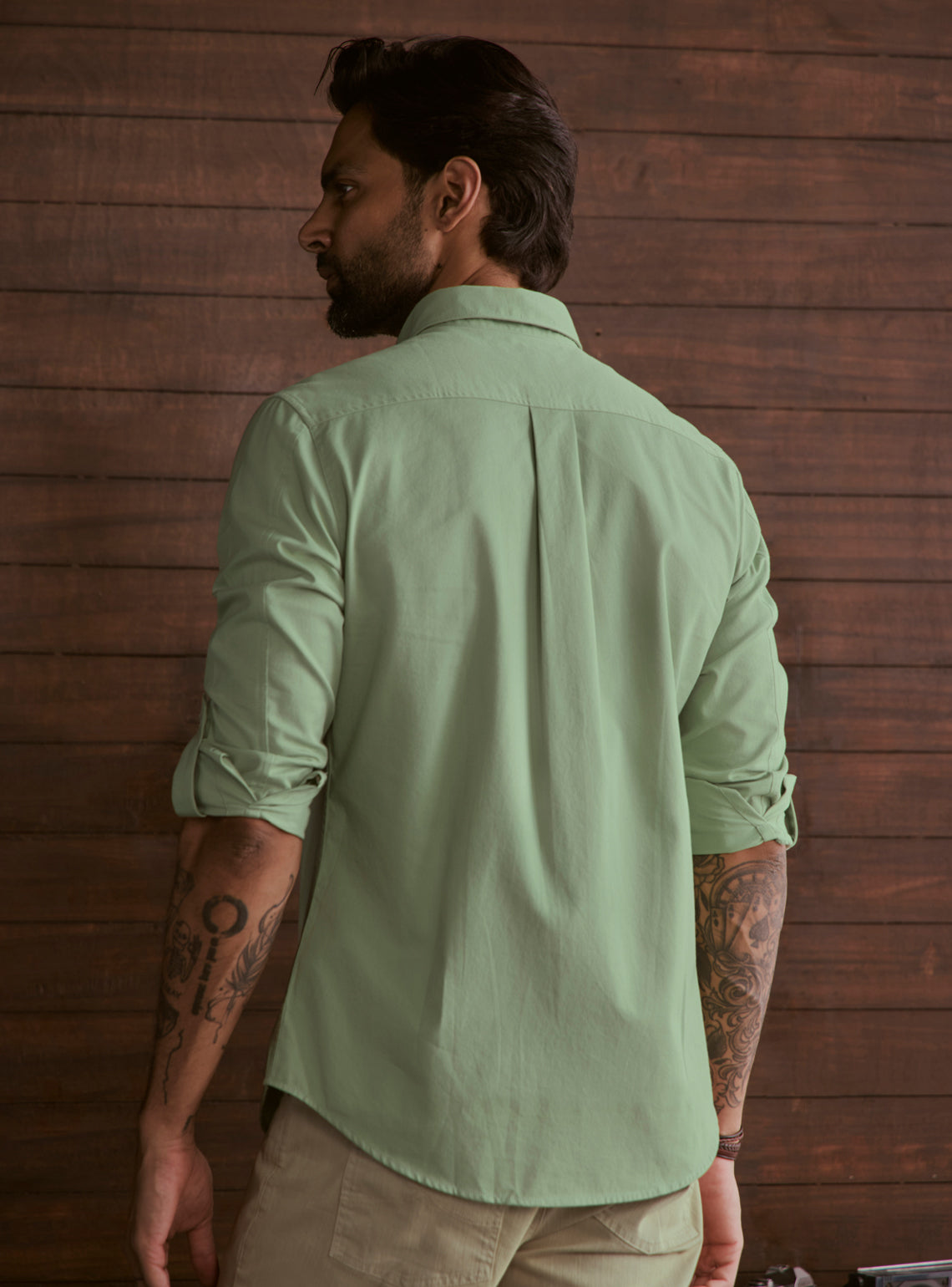 Mineral Green Cotton Twill Shirt