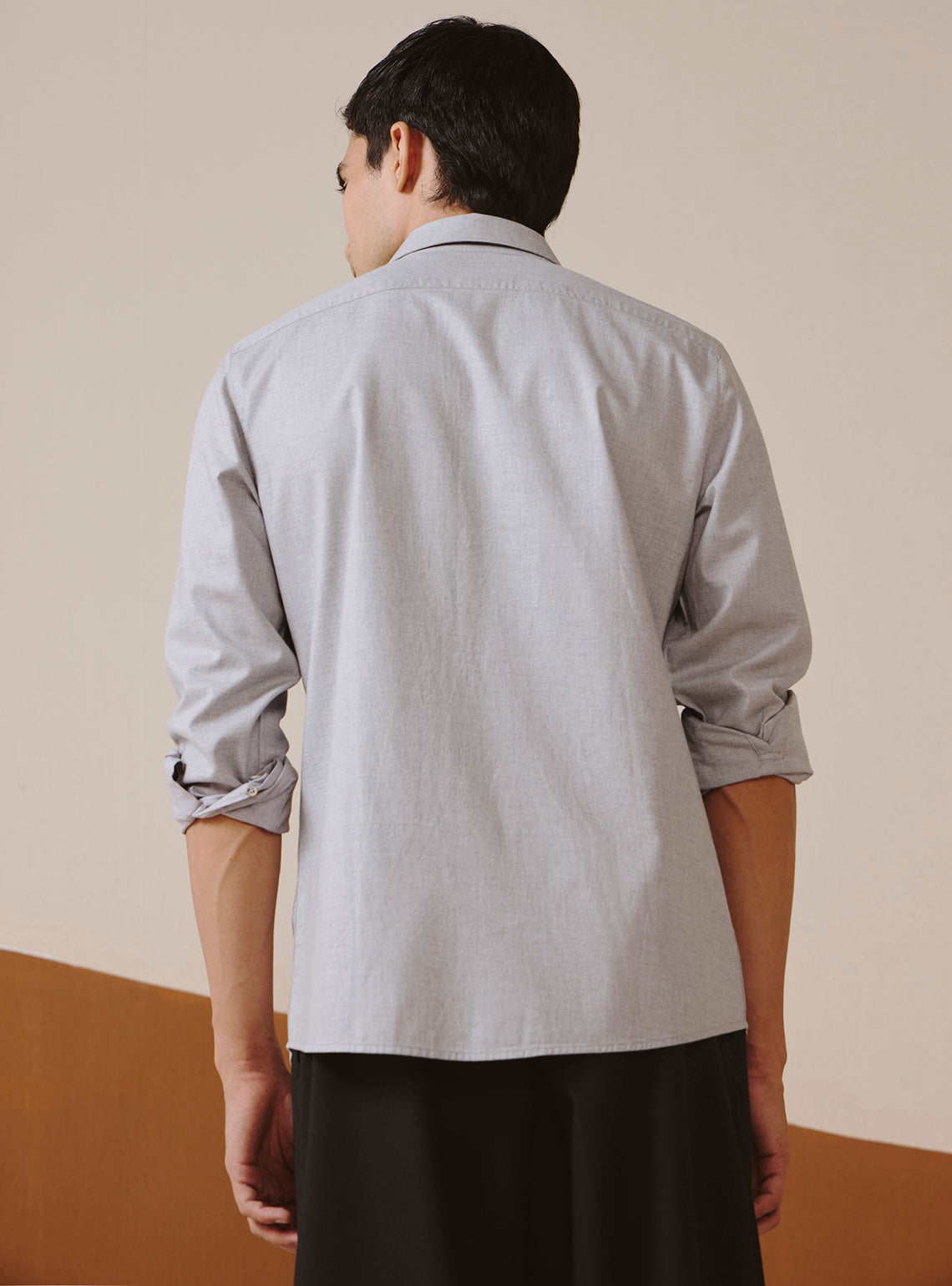Bombay Gray Cotton Lycra Melange Shirt
