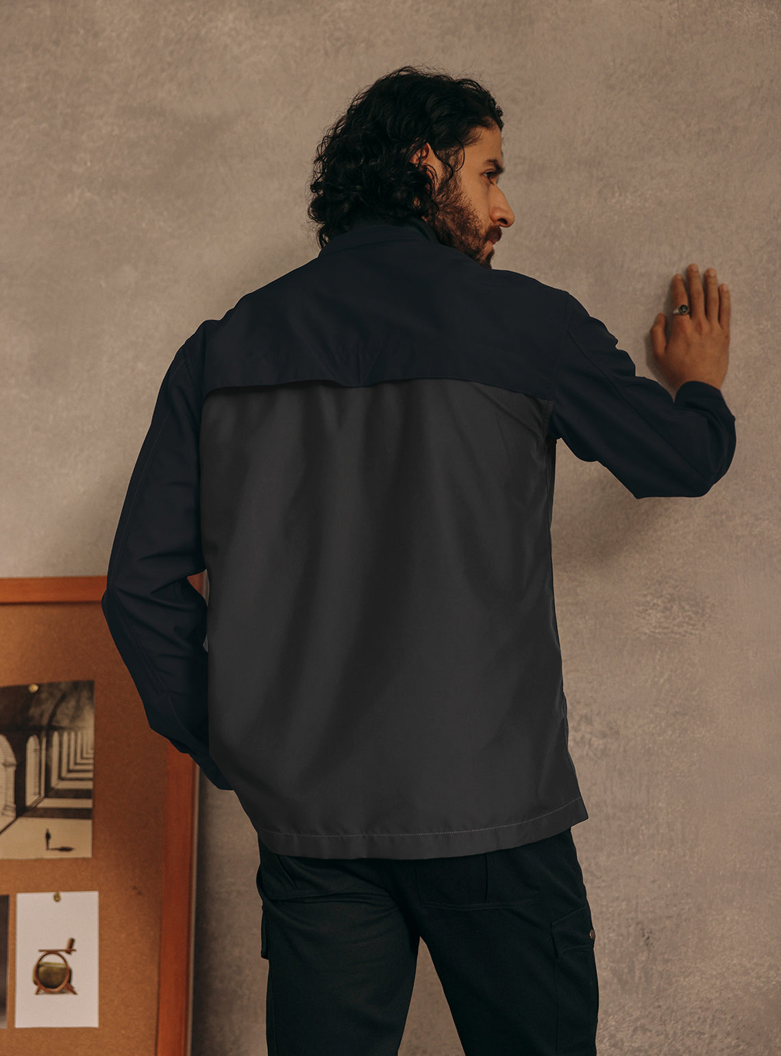 Midnight Navy Poly Twill Overshirt