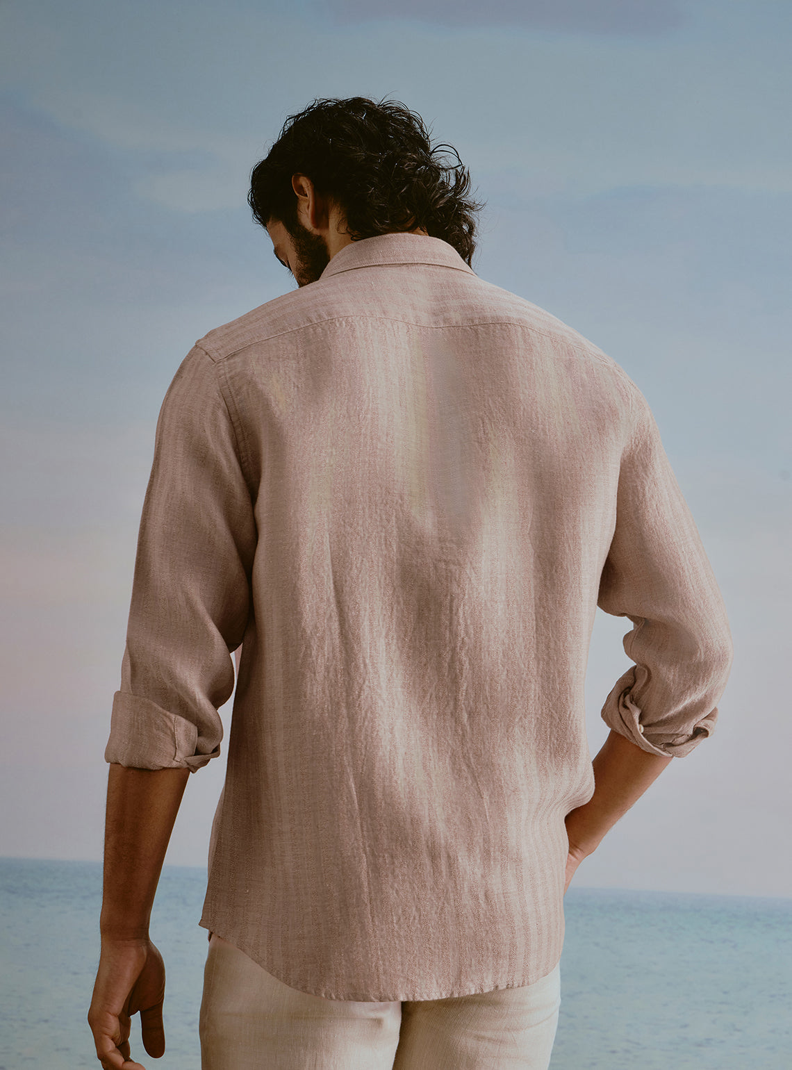 Drift Brown Linen Stripe Shirt