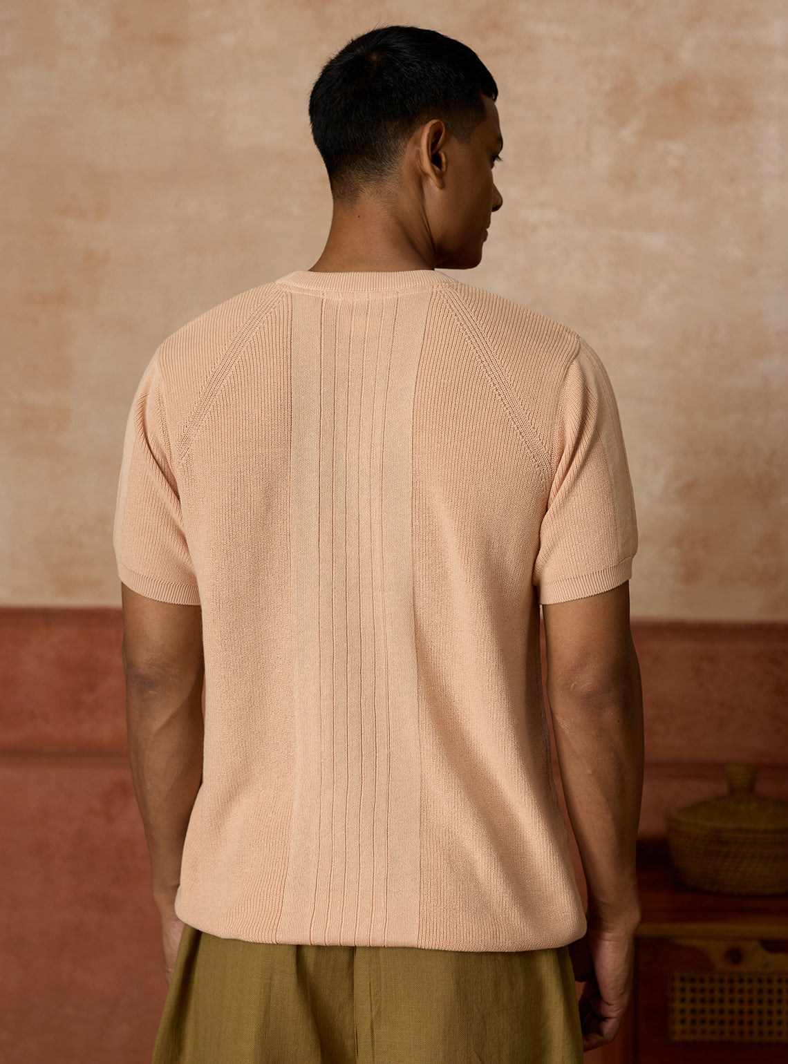 Dune Beige Cotton Textured Crewneck