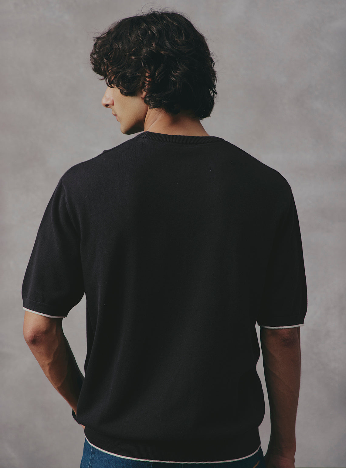 Charcoal Black Cotton Crewneck