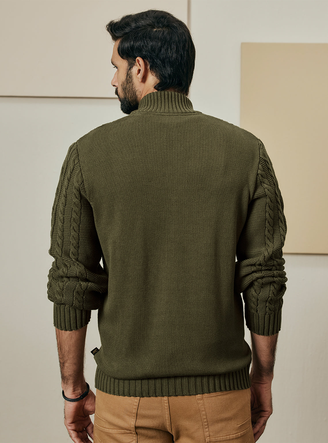 Moss Olive Cotton Cables Jacket