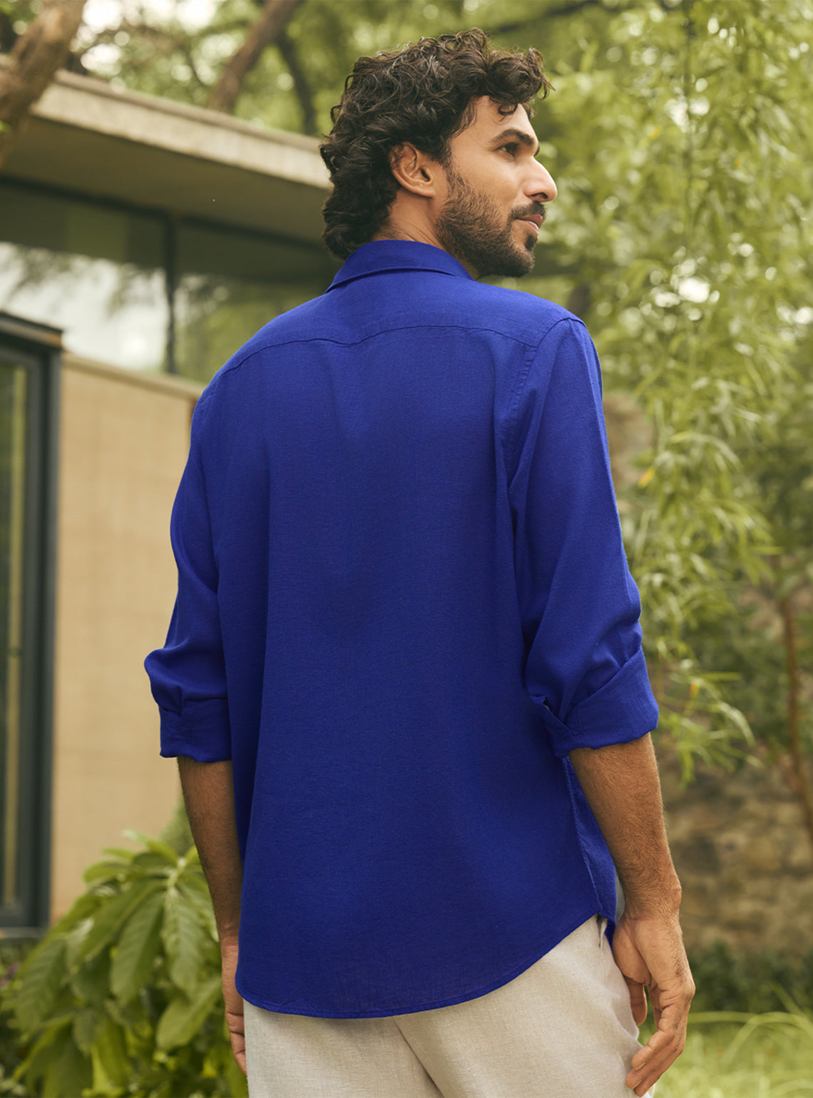 Azure Blue Lyocell Linen Shirt