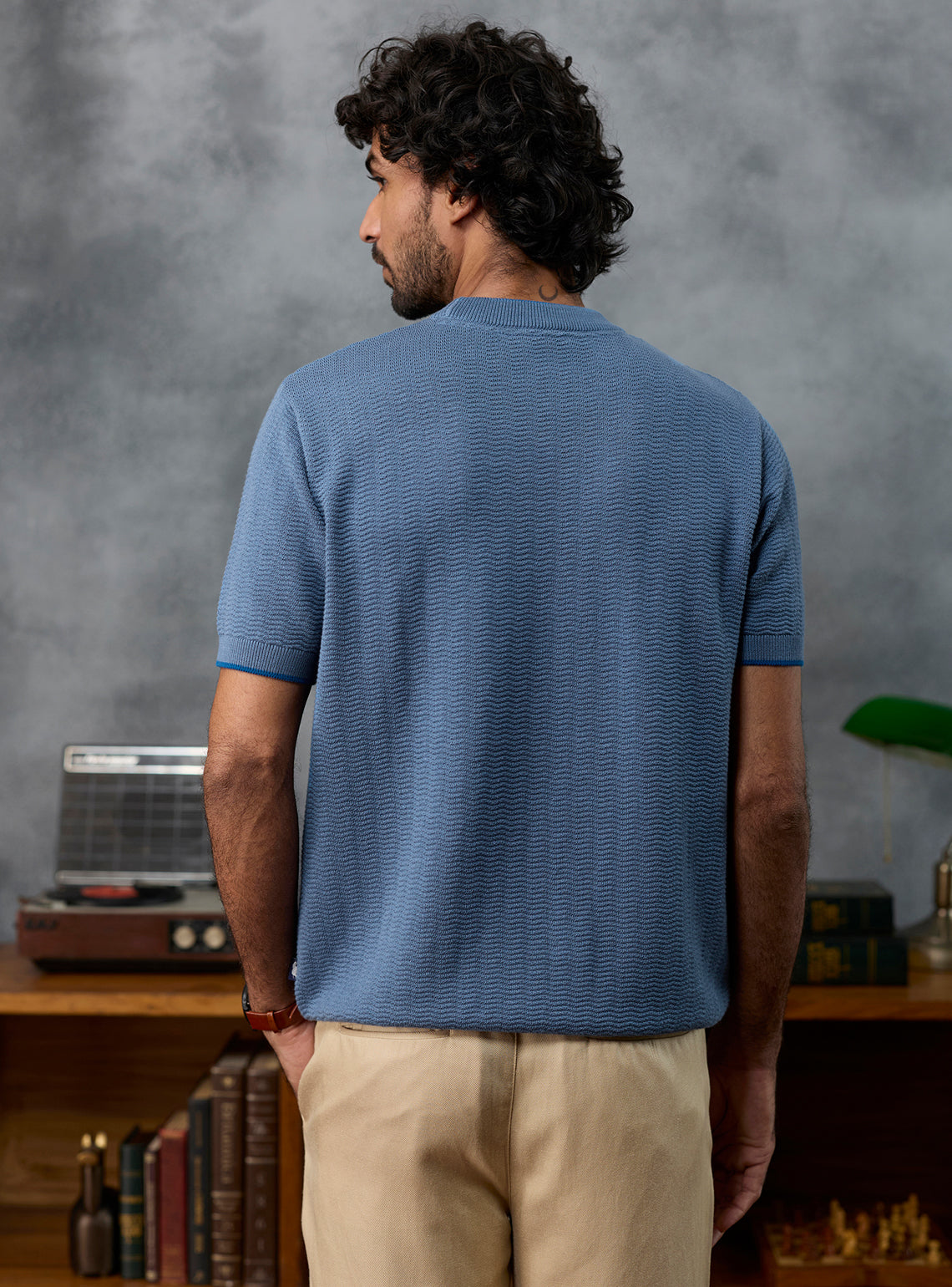 Crosscheck Blue Ripstop Cotton Crewneck
