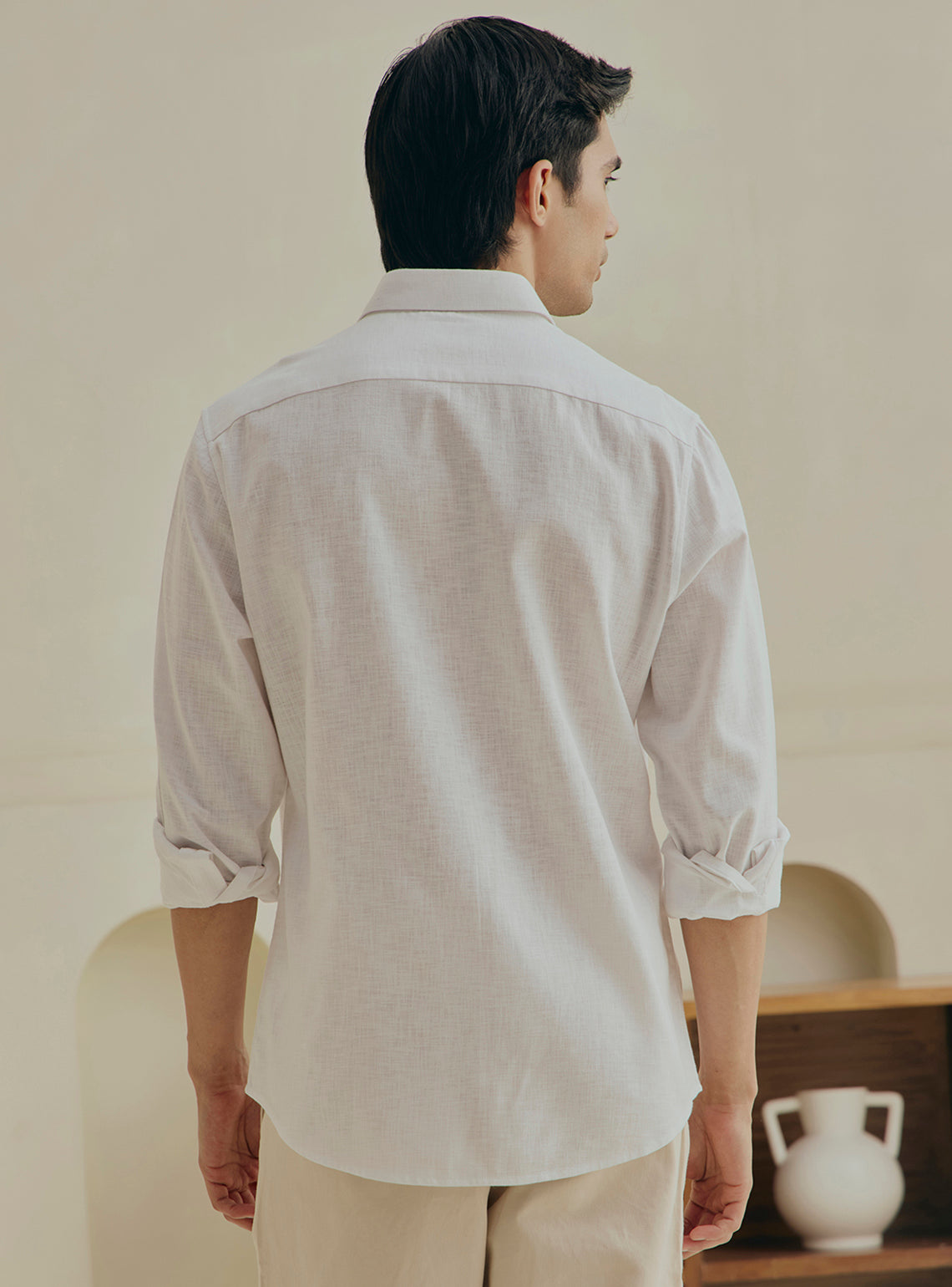 Jasmine White Cotton Slub Shirt