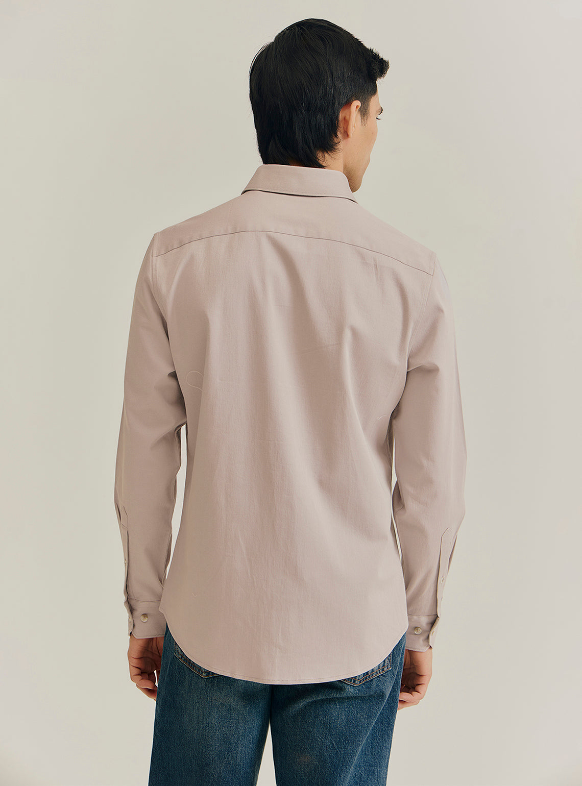 Khaki Cotton Stretch Dobby Shirt