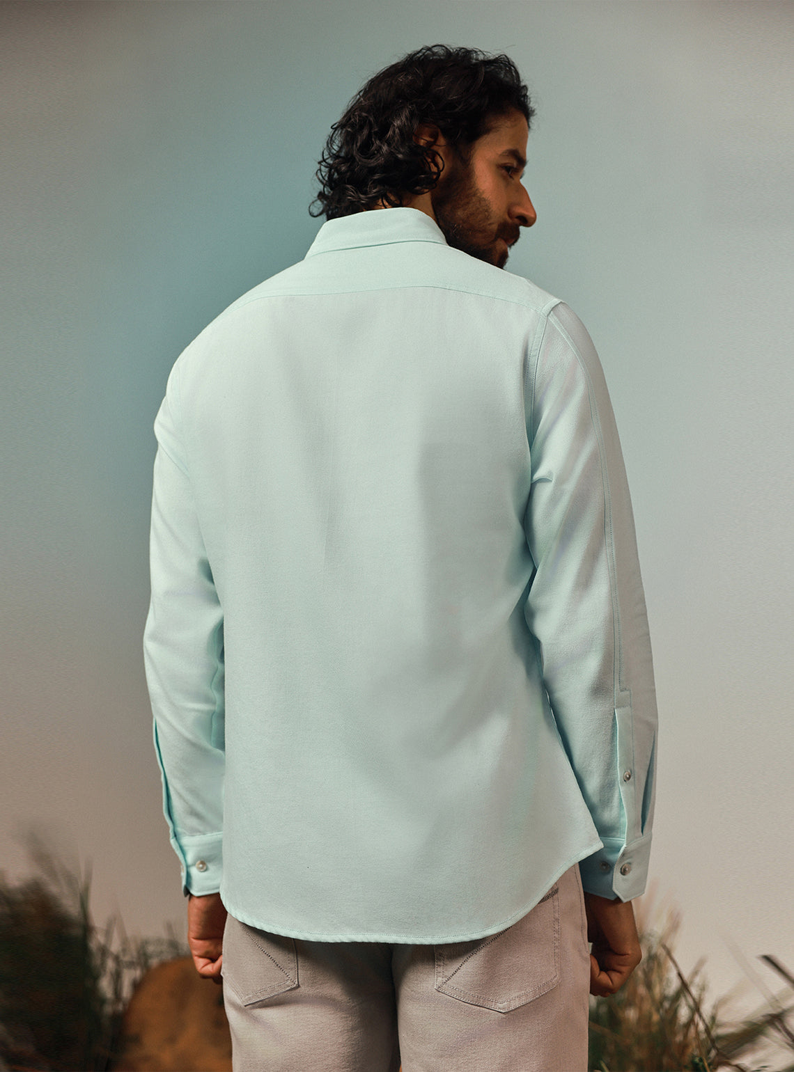 Glacier Green Cotton Twill Shirt