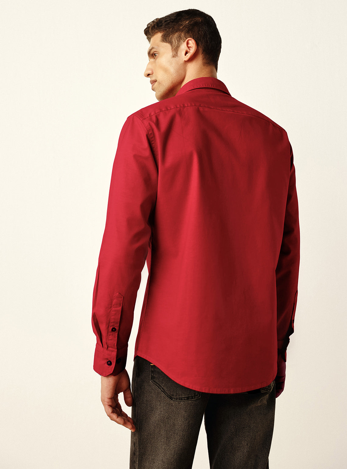 Seasoned Deep Red Cotton Oxford Shirt