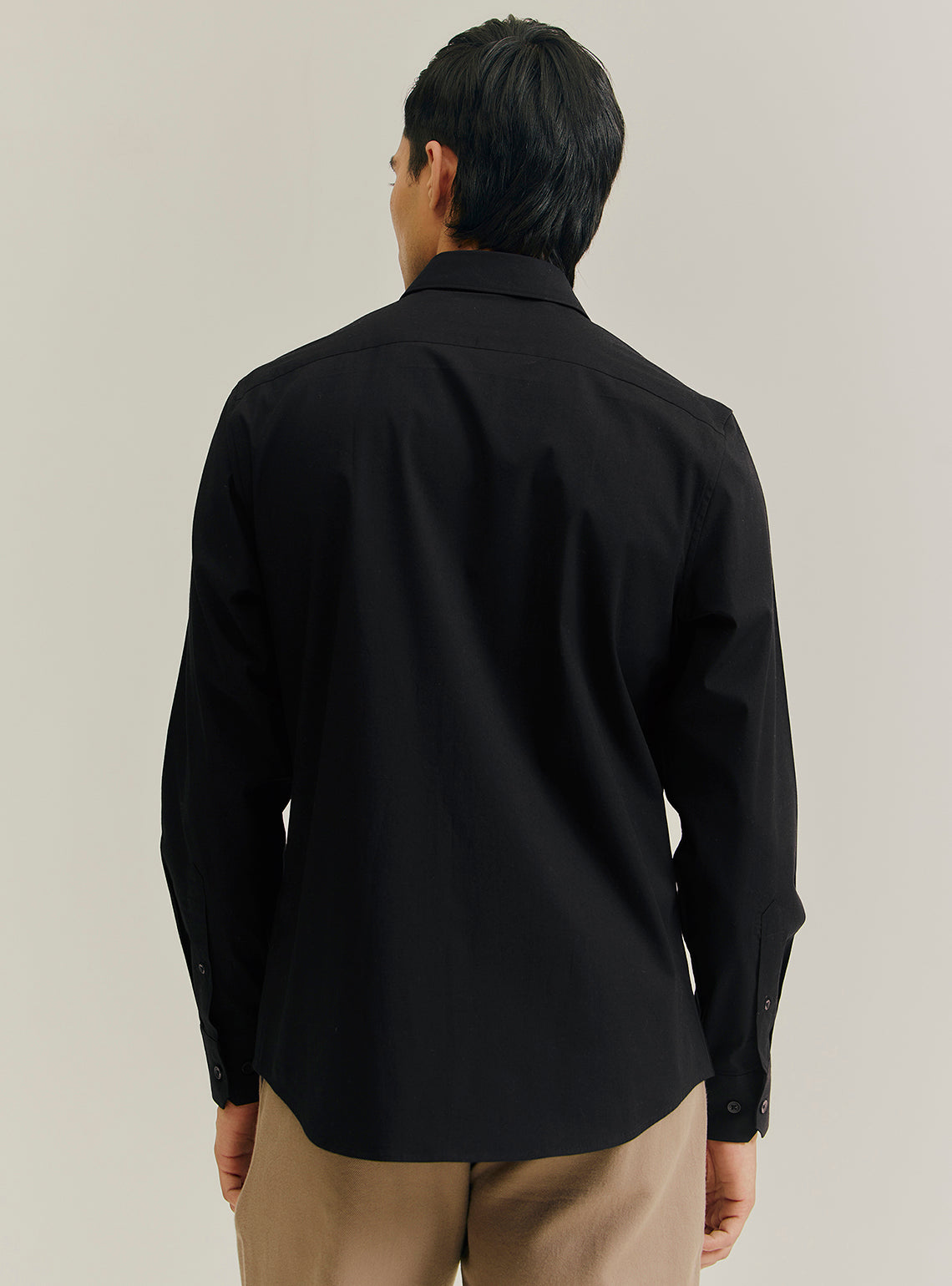 Coal Black Cotton Stretch Shirt