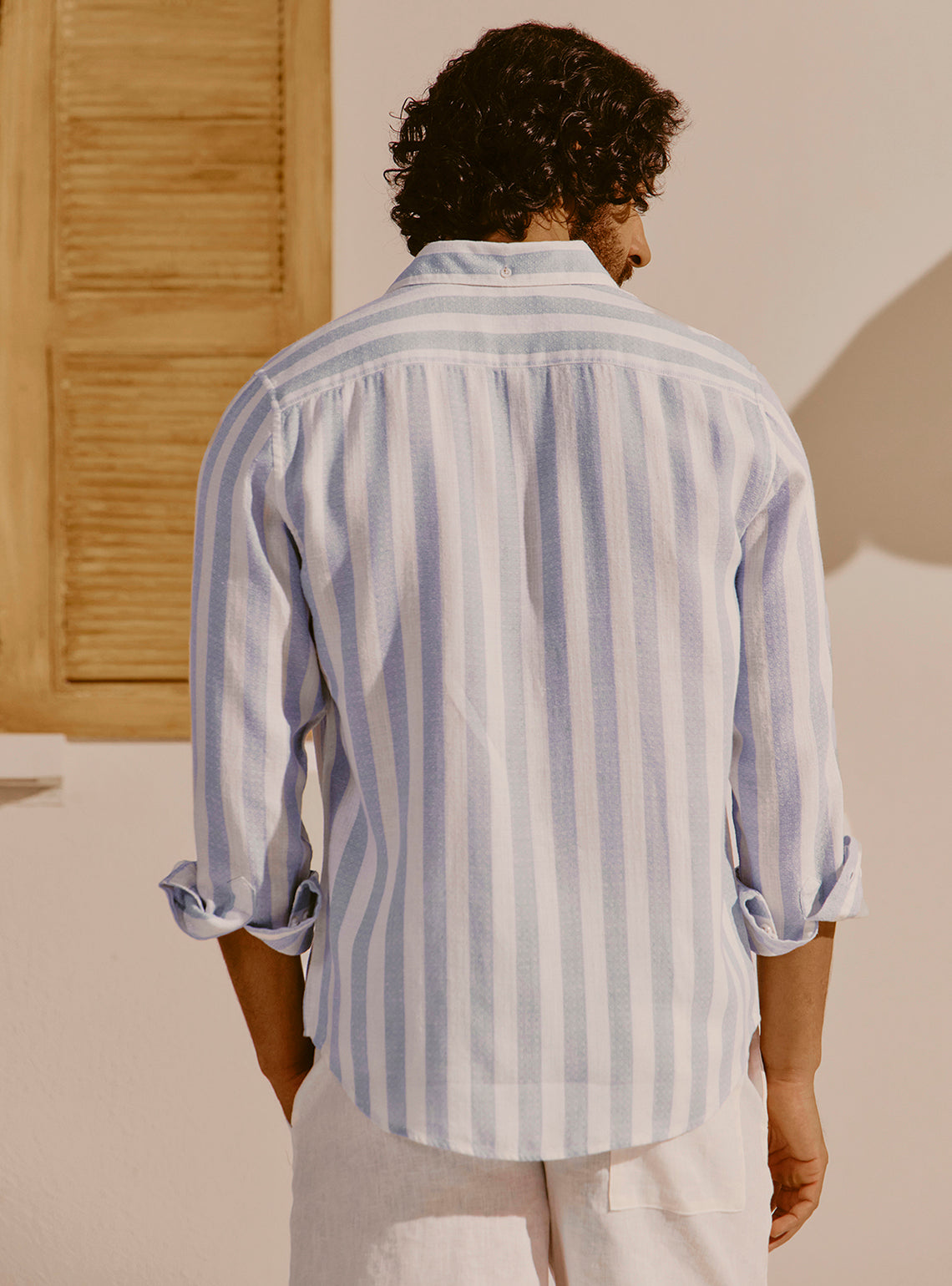 Valletta Blue Cotton Linen Shirt