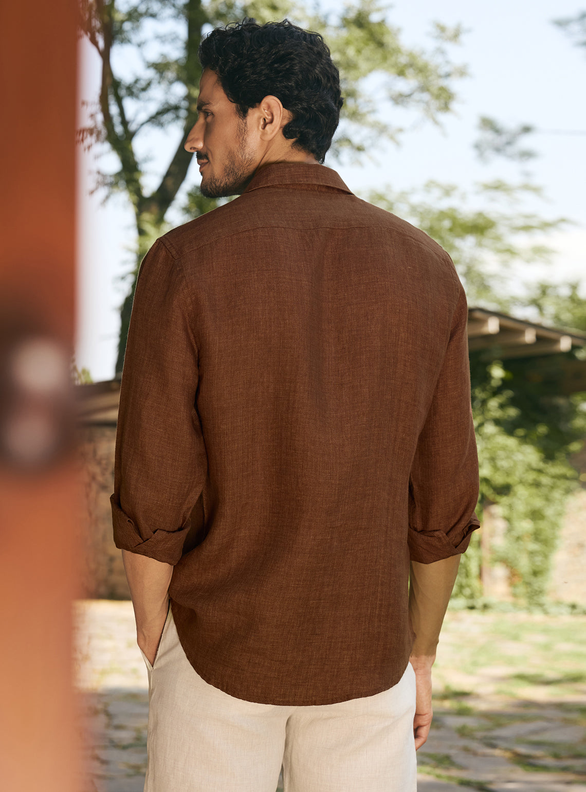 Earthy Brown European Linen Shirt
