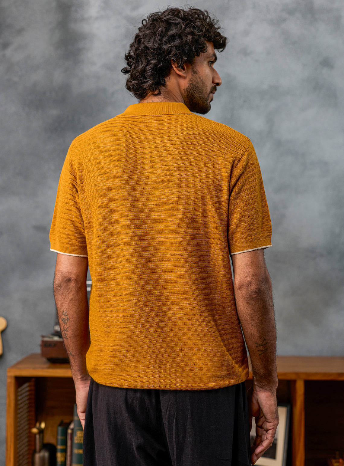 Playmaker Orange Textured Cotton Polo