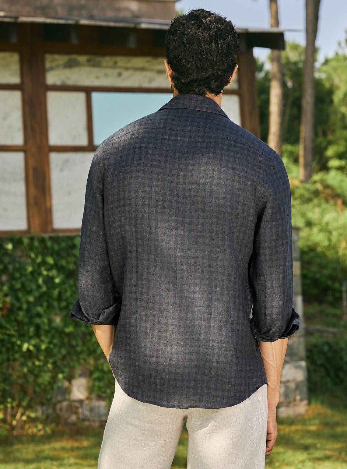 Tartan Black Check Linen Shirt