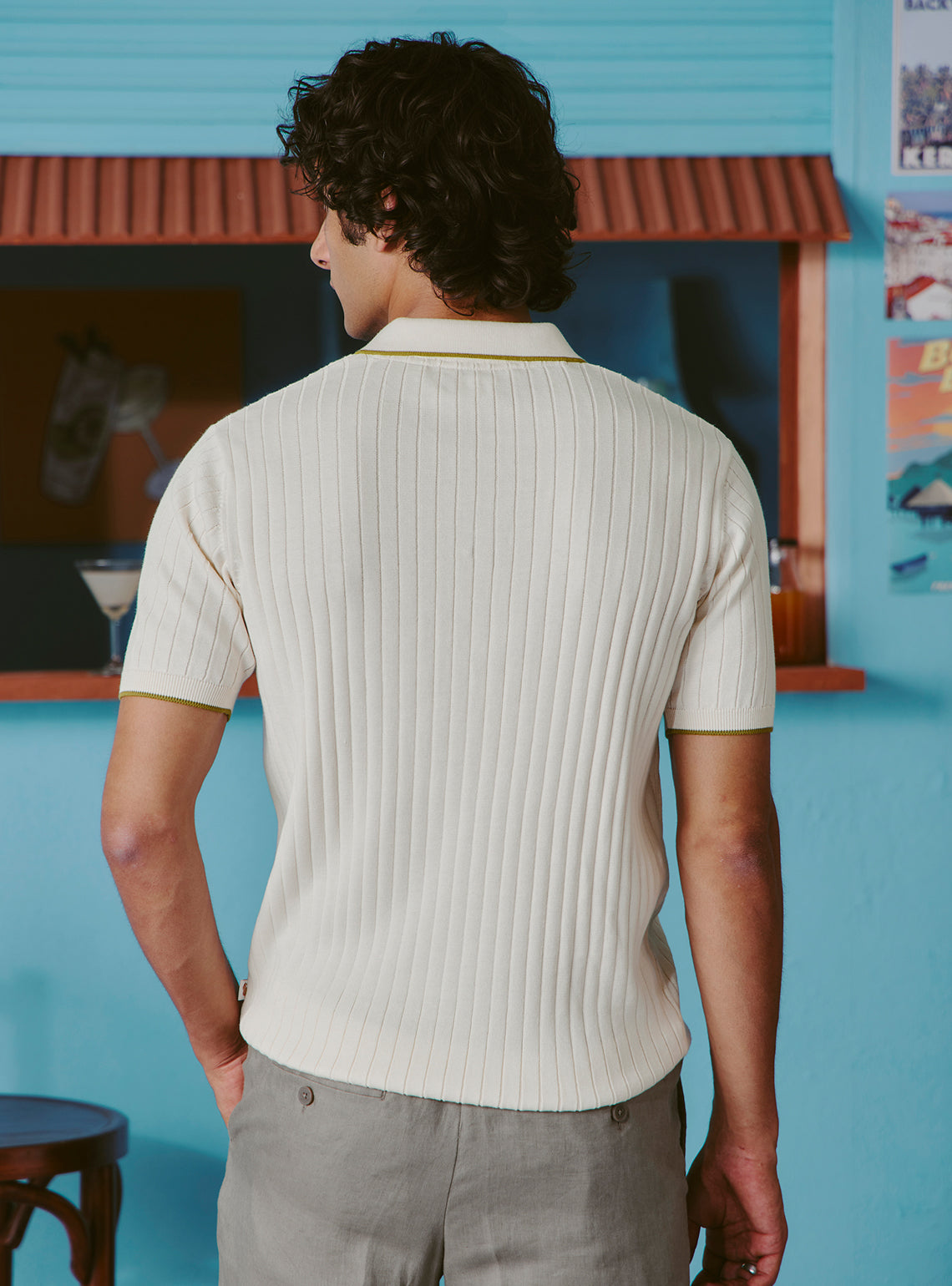 Pina Colada Off-White Cotton Rib Polo