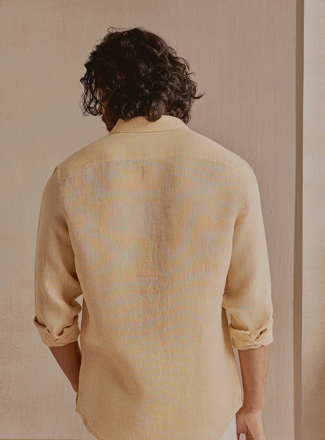 Amber Gold Linen Dobby Shirt