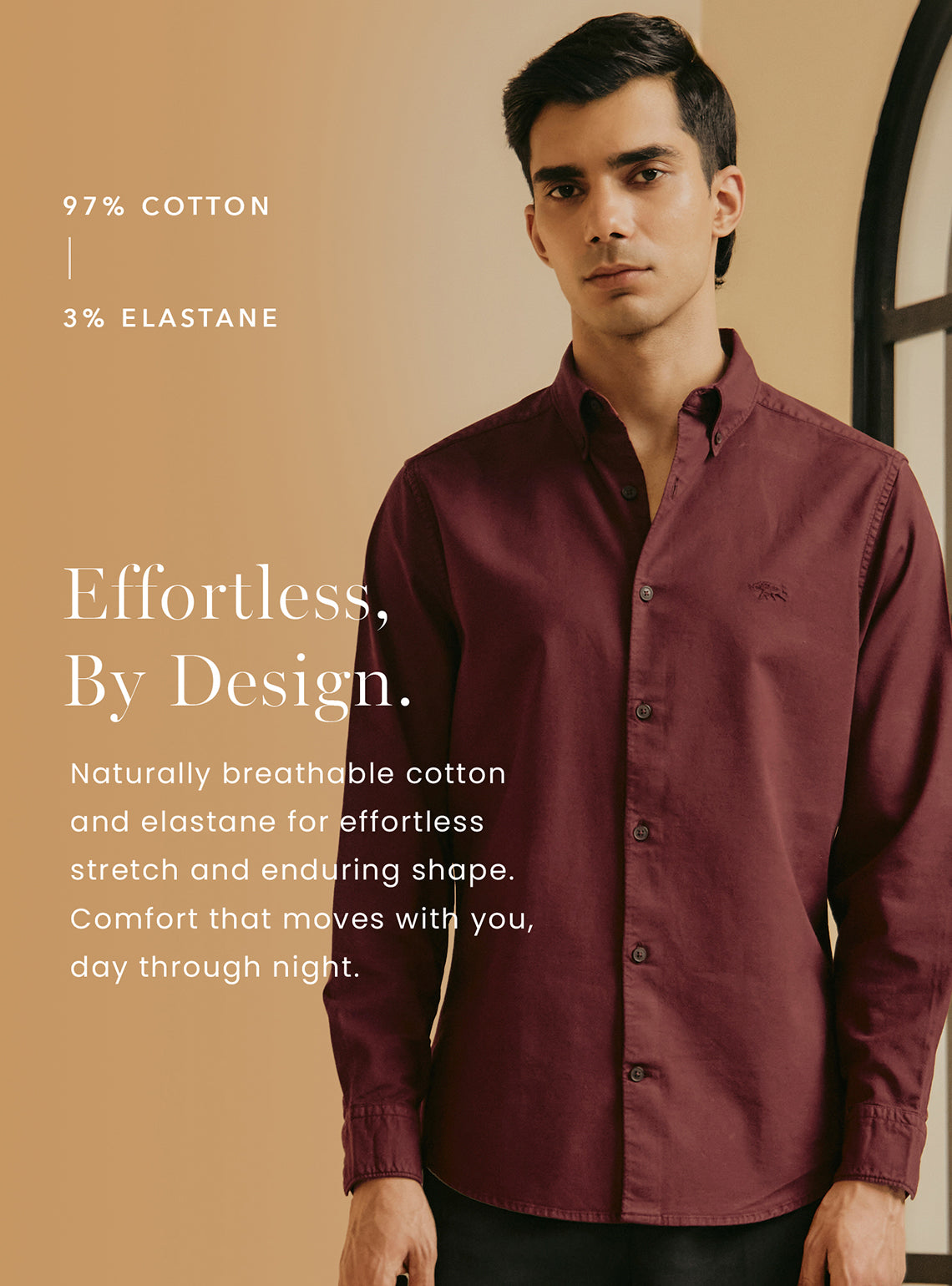 Sand Beige Cotton Stretch Shirt