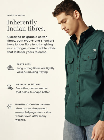 Earth Brown Cotton Twill Utility Shirt