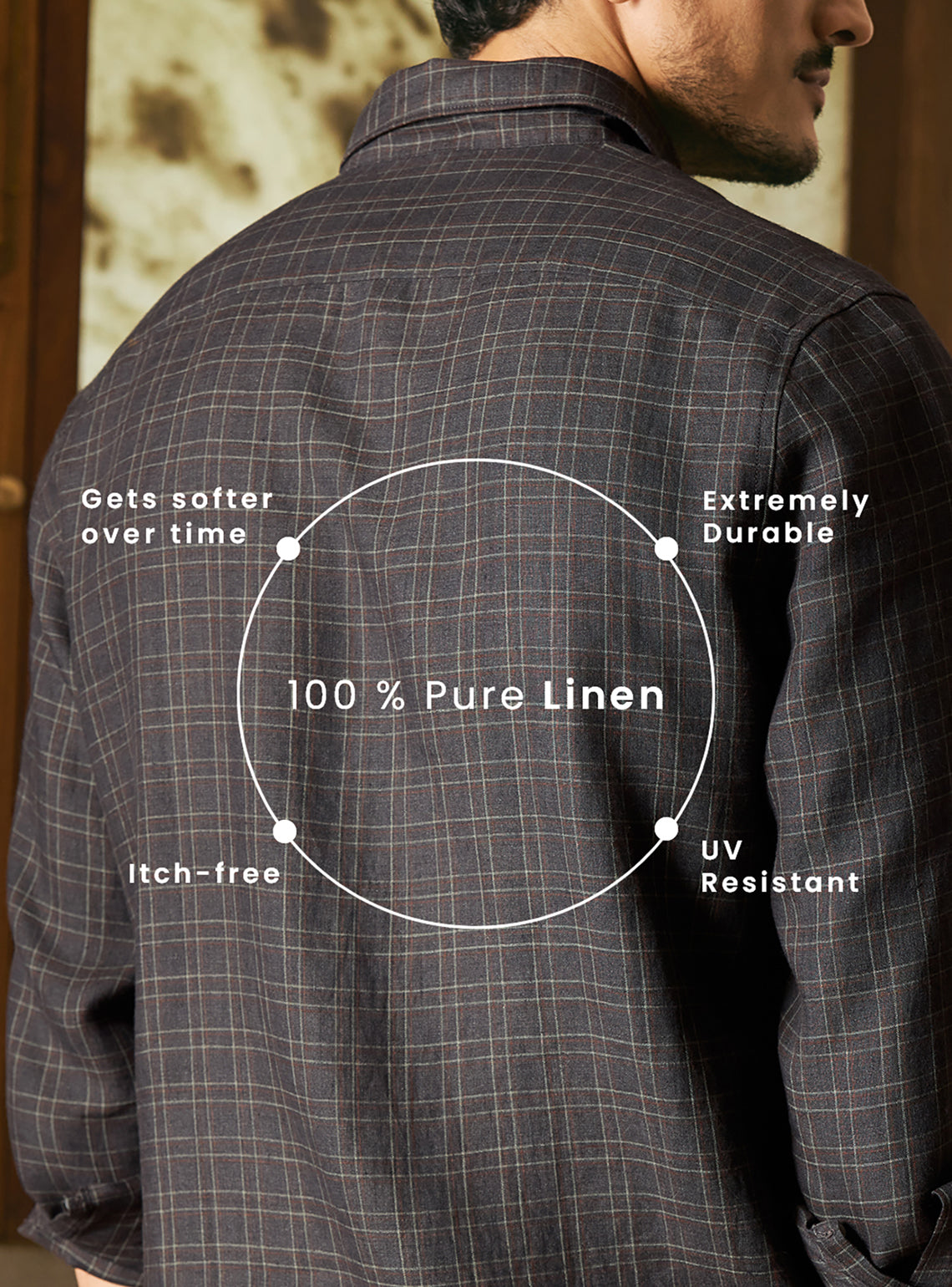 Matrix Grey European Linen Check Shirt