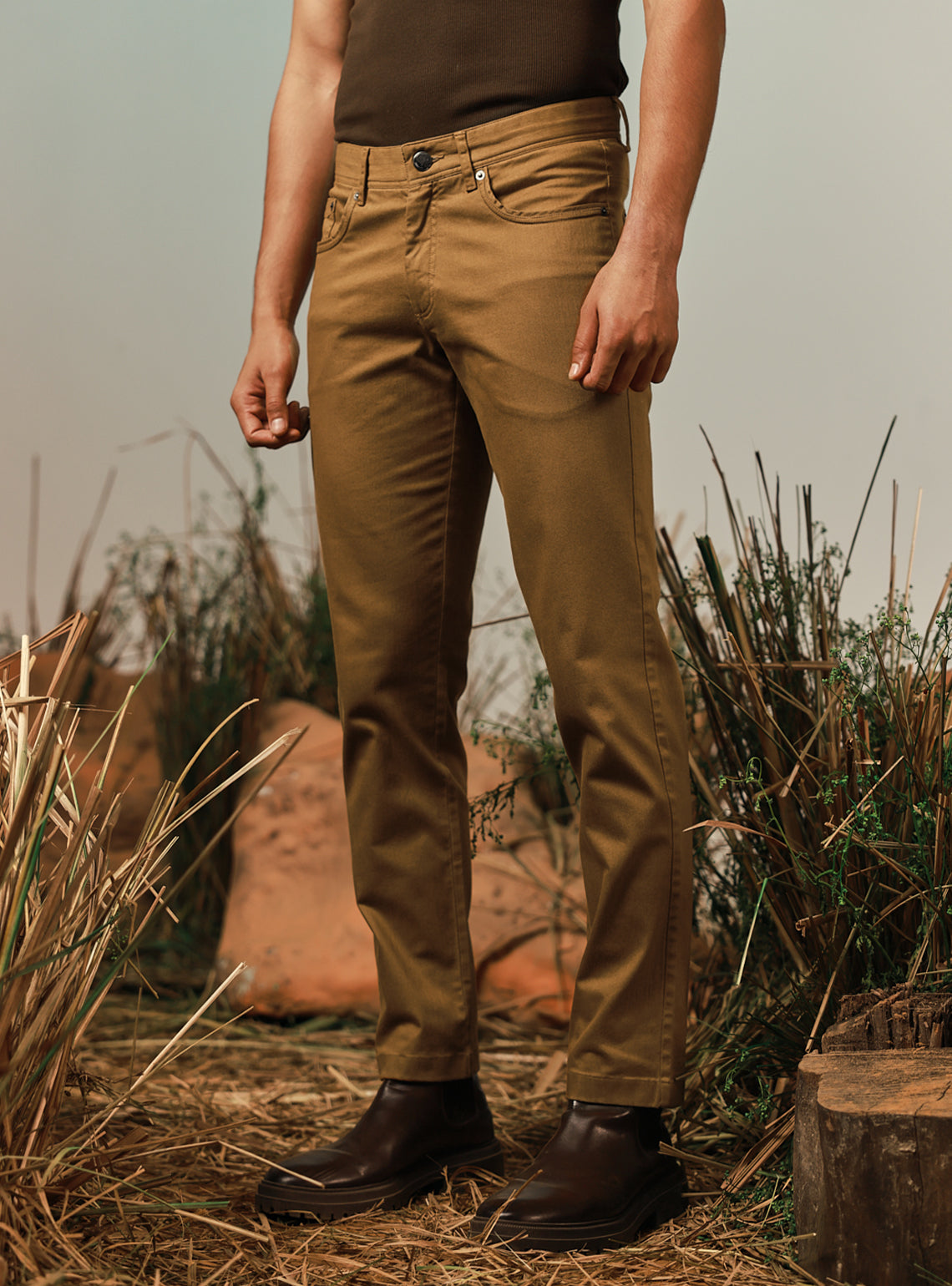Dust Brown Cotton Overdye Chino