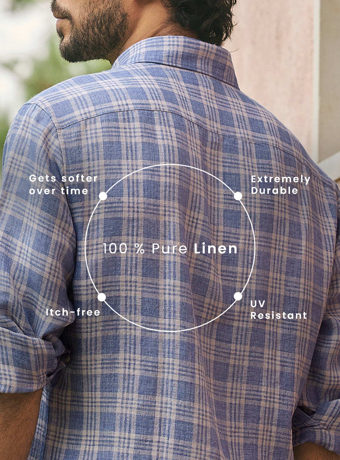 Mist Grey European Linen Check Shirt