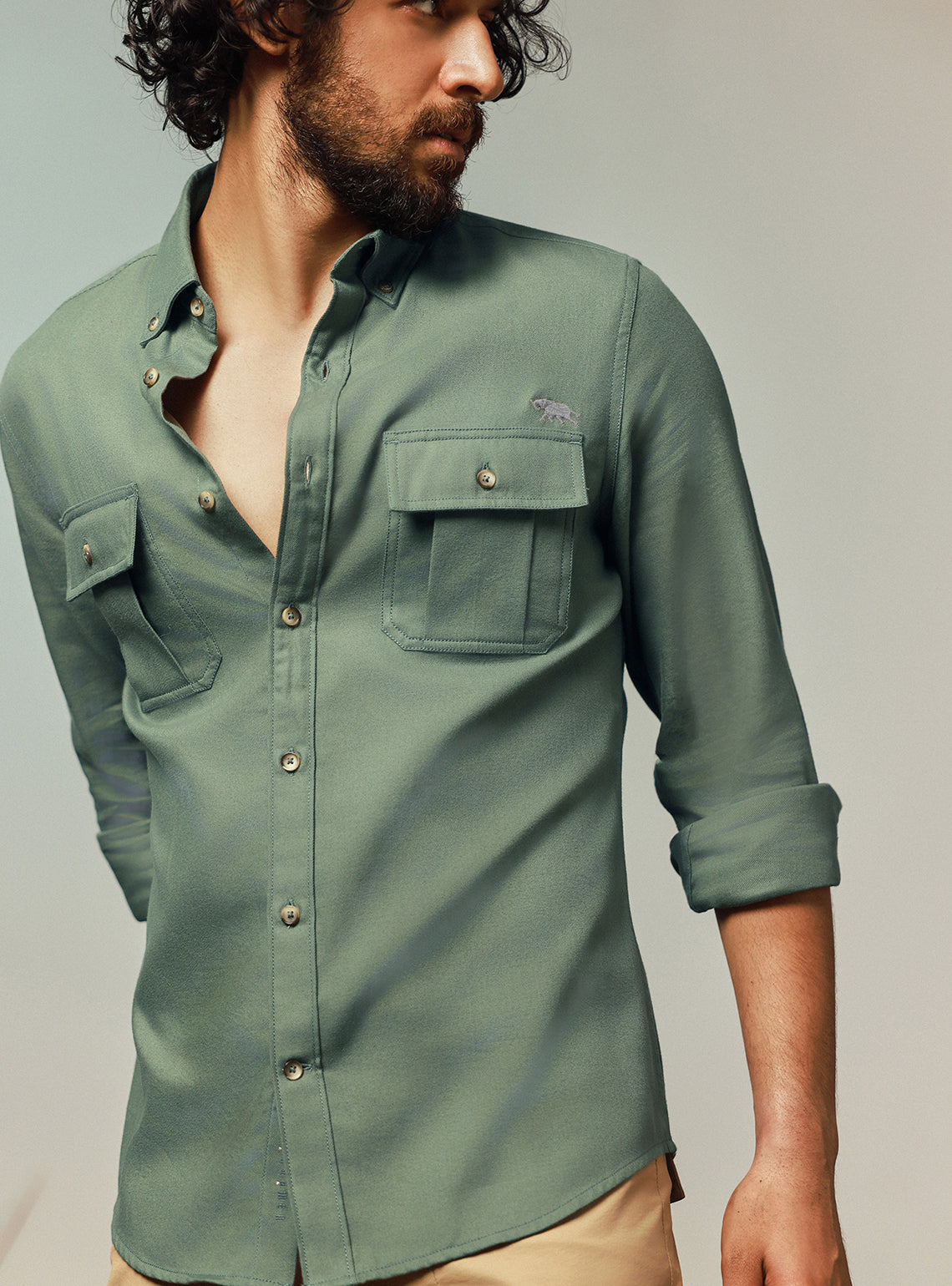 Wilderness Green Cotton Twill Shirt
