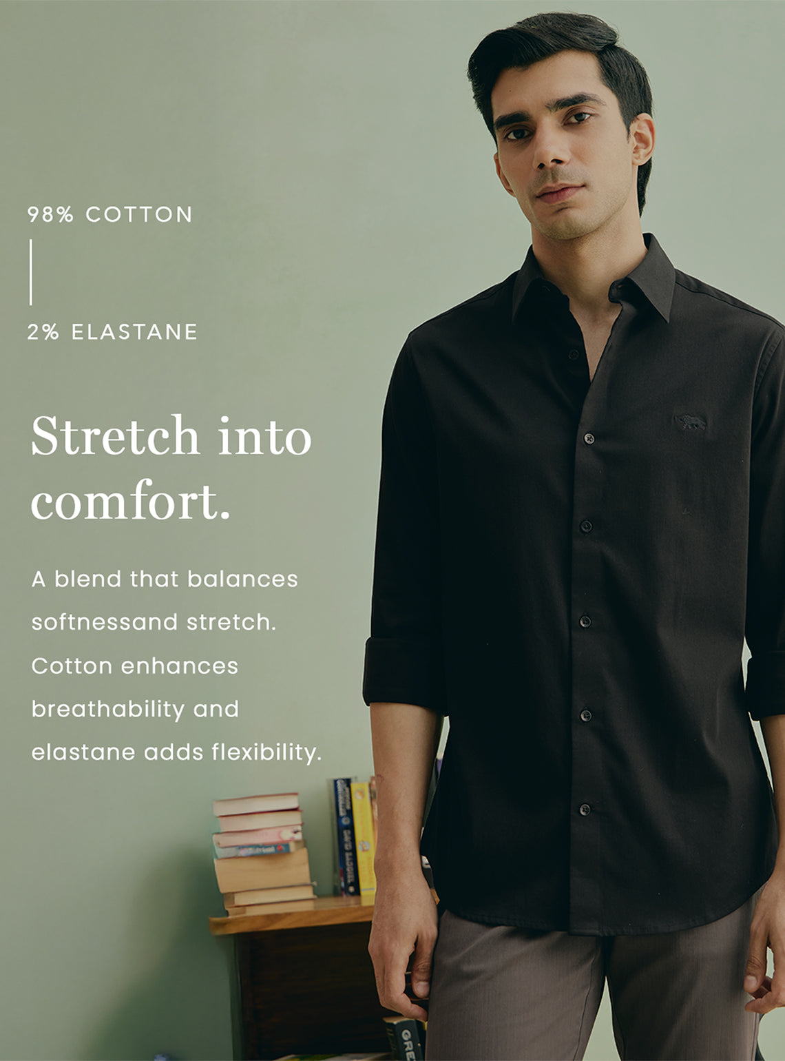 Peach Pink Cotton Stretch Oxford Shirt