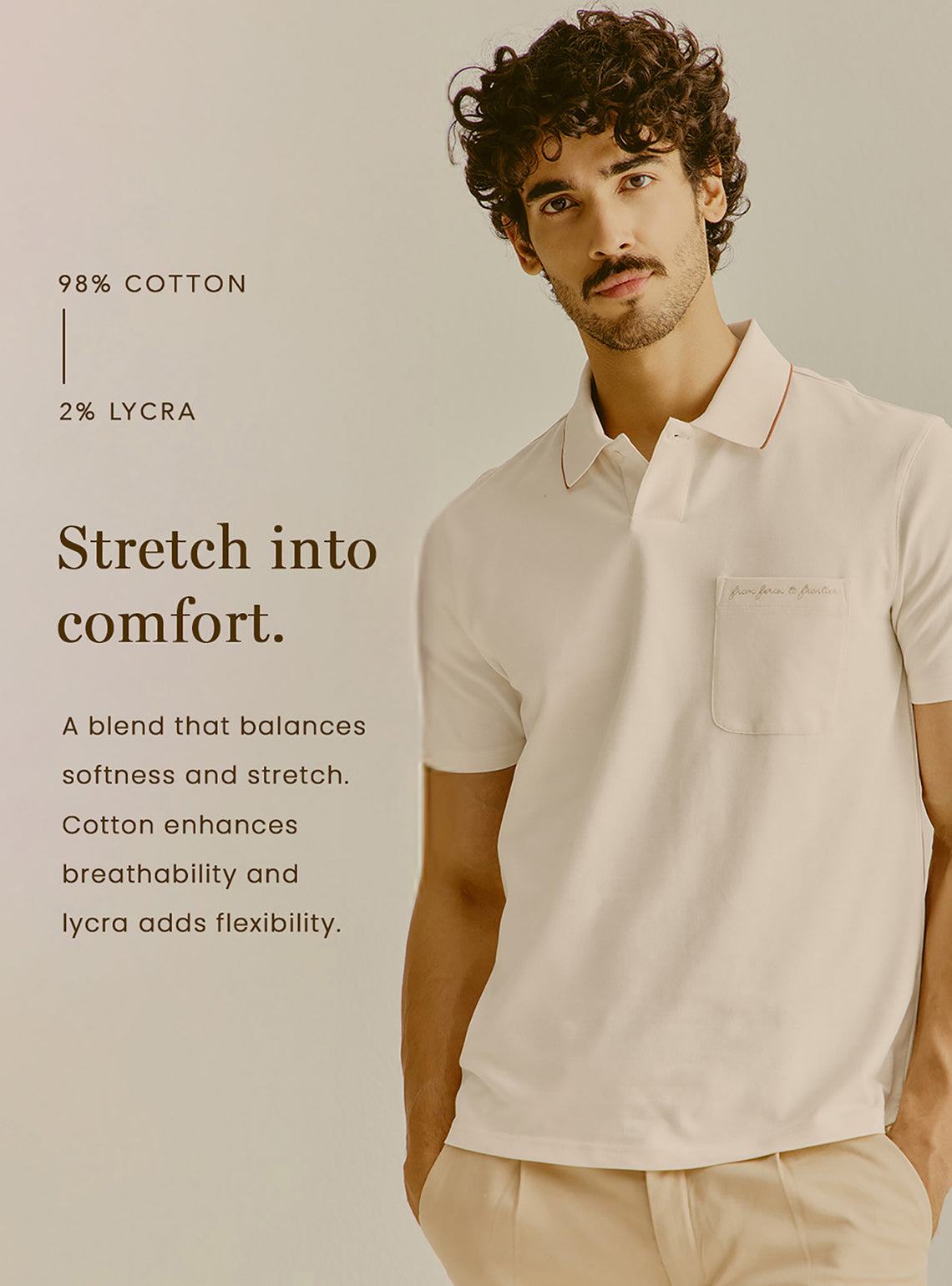 Positano White Cotton Lycra Polo