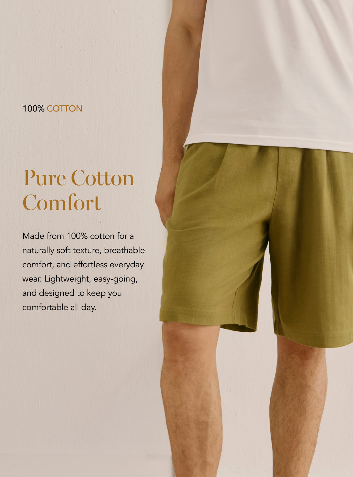Shoreline Olive Cotton Straight Shorts