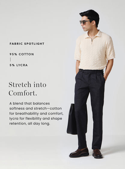 Midnight Navy Cotton Blend Trousers