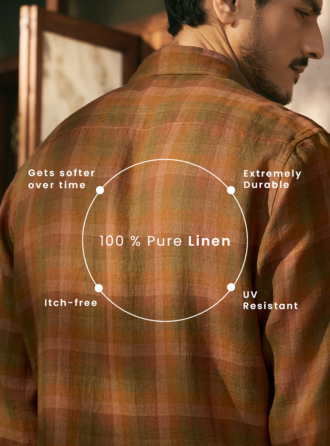 Truffle Brown European Linen Check Shirt