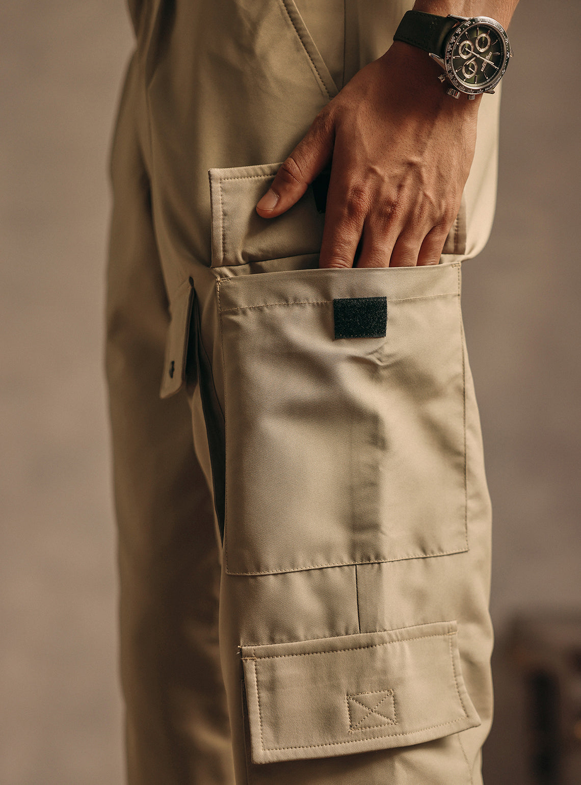 Khaki Quill Poly Twill Utility Cargo