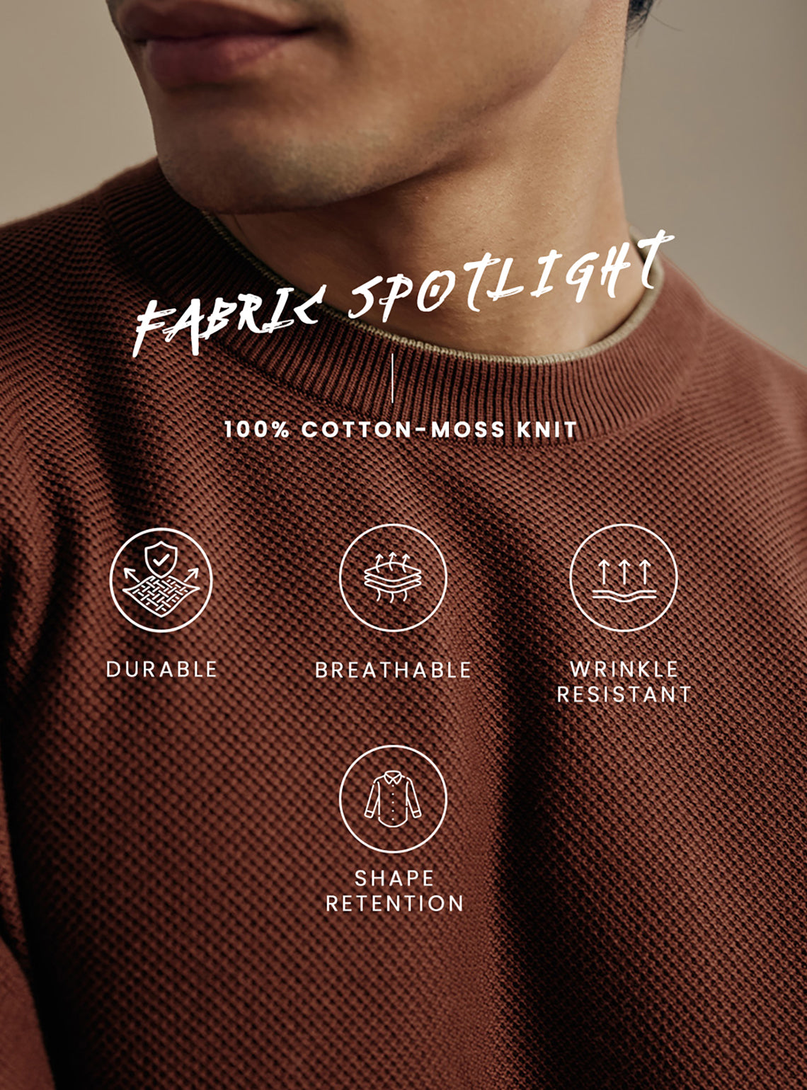 Siena Rust Moss Knit Cotton Pullover